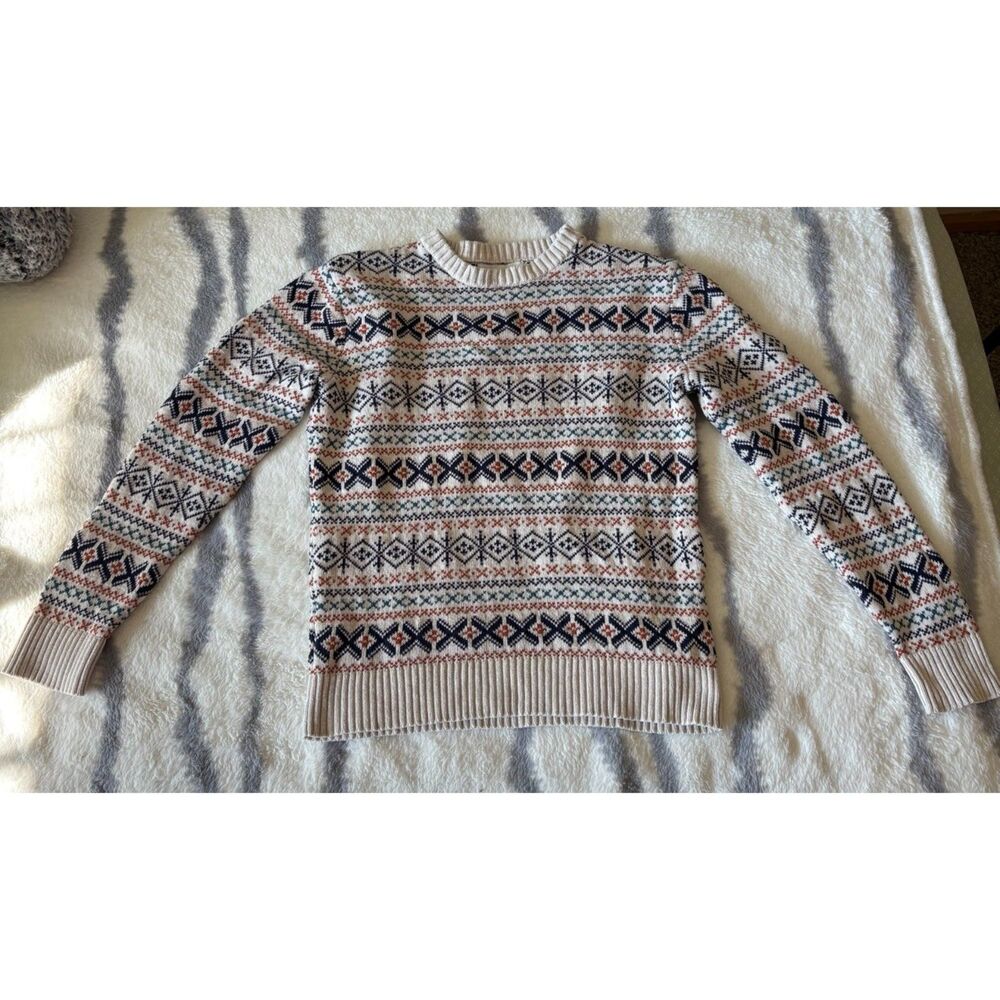 Nordstrom Fair Isle Cotton Knit Sweater — Kids Size L (10/12)